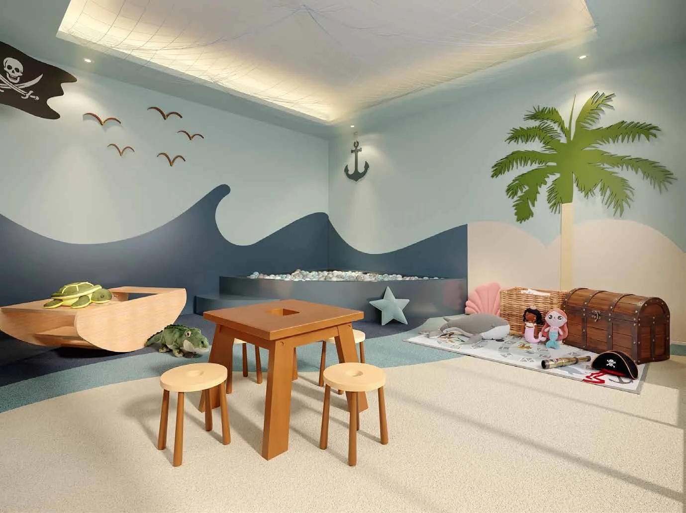 Brinquedoteca do Inove Residence, decorada com tema náutico